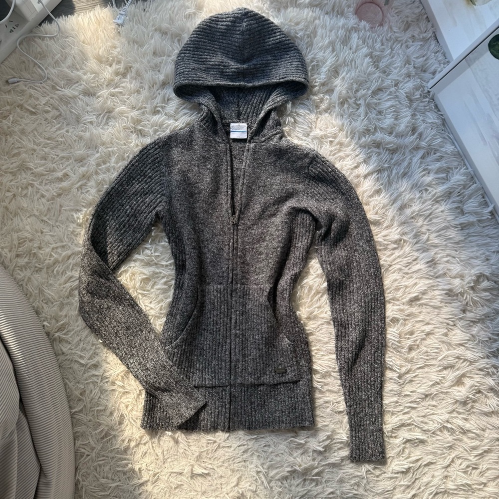 Columbia Charcoal Hooded Knit Sweater Jacket